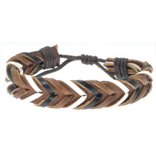 Lederarmband aus Büffelleder grobes Fischgrätenmuster
