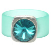 Ring Belt Kautschuk Silber plated . Crystal Blue Zircon