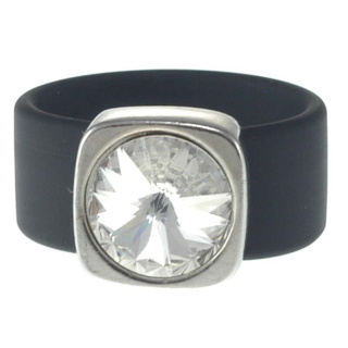 Ring Belt Kautschuk Silber plated . Crystal Crystal (S)