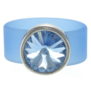 Ring Belt Kautschuk Silber plated . Crystal Lt. Saphire
