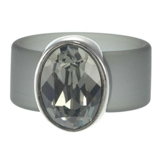 Ring Belt Kautschuk Silber plated . Crystal Black Diamond