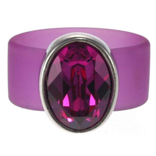 Ring Belt Kautschuk Silber plated . Crystal Fuchsia