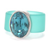Ring Belt Kautschuk Silber plated . Crystal Indicolite