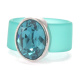 Ring Belt Kautschuk Silber plated . Crystal Indicolite