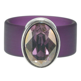 Ring Belt Kautschuk Silber plated . Crystal Lilac Shadow