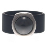 Ring Belt Kautschuk Silber plated . Perle Black Pearl