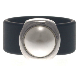 Ring Belt Kautschuk Silber plated . Swarovski® Perle Cream