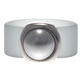 Ring Belt Kautschuk Silber plated . Perle Li. Grey