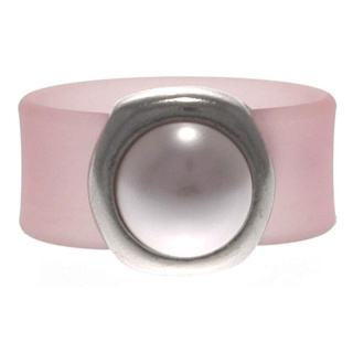 Ring Belt Kautschuk Silber plated . Perle Rosaline