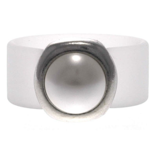 Ring Belt Kautschuk Silber plated . Swarovski® Perle Weiss