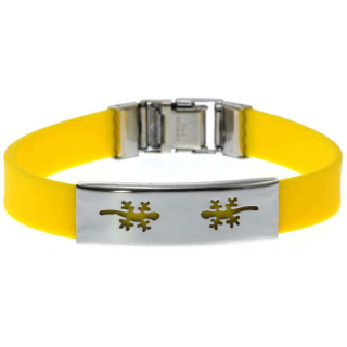 Kautschuk-Armband Gelb mit Platte Edelstahl Motiv GECKO