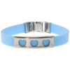 Kautschuk-Armband Blau mit Platte Edelstahl Motiv HERZEN