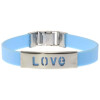 Kautschuk-Armband Blau mit Platte Edelstahl Motiv LOVE
