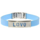 Kautschuk-Armband Blau mit Platte Edelstahl Motiv LOVE