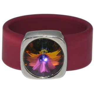 Ring Belt Kautschuk Silber plated . Crystal Volcano