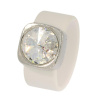Ring Belt Kautschuk Silber plated . Crystal White Patina