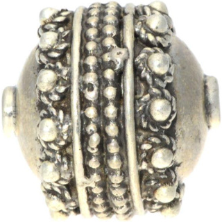 Silberbead Walze 925 Silber patiniert India traditional