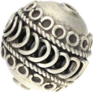 Silberbead Kugel 925 Silber patiniert India traditional