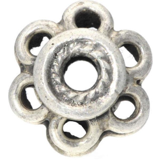 Silberbead Freeform India traditional . 925 Silber patiniert . 14x8mm