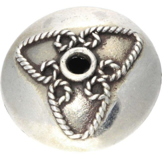 Silberbead Linse India traditional . 925 Silber patiniert . 23x13mm