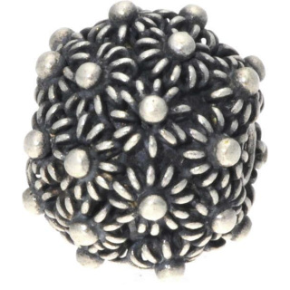 Silberbead Kugel 925 Silber patiniert Granulat Flowers