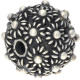 Silberbead Kugel 925 Silber patiniert Granulat Flowers