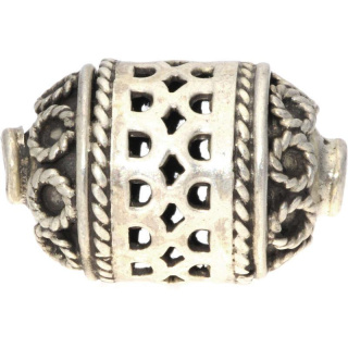 Silberbead Walze 925 Silber patiniert India traditional