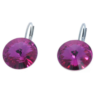 Ohrhänger Hook Silber plated . Crystal Fuchsia . 14mm