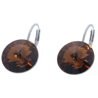 Ohrhänger Hook Silber plated . Crystal Smoked Topaz . 14mm