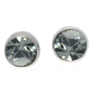 Ohrstecker Mini Silber plated . Crystal Black Diamond . 5mm