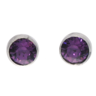 Ohrstecker Mini Silber plated . Crystal Amethyst . 5mm