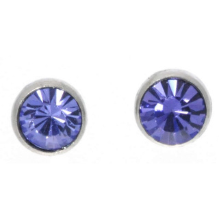 Ohrstecker Mini Silber plated . Crystal Tanzanite . 5mm