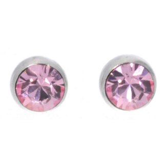 Ohrstecker Mini Silber plated . Crystal Lt. Rose . 5mm