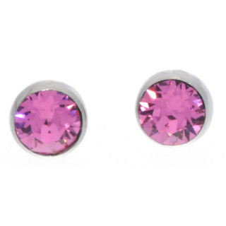 Ohrstecker Mini Silber plated . Crystal Rose . 5mm