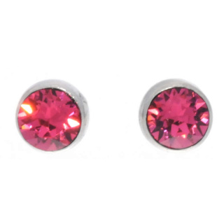 Ohrstecker Mini Silber plated . Crystal Indian Pink . 5mm