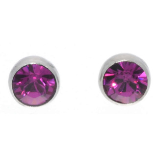 Ohrstecker Mini Silber plated . Crystal Fuchsia . 5mm