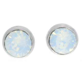 Ohrstecker Mini Silber plated . Crystal White Opal . 5mm