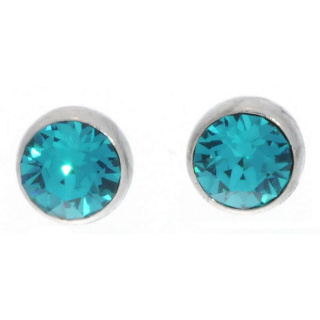 Ohrstecker Mini Silber plated . Crystal Blue Zircon . 5mm