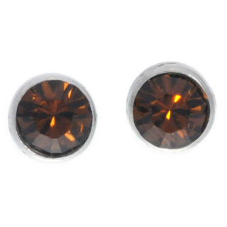 Ohrstecker Mini Silber plated . Crystal Smoked Topaz . 5mm