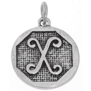 Charme Medaillon Buchstabe X Antiksilber