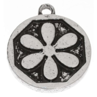 Charme Medaillon Blume Antiksilber