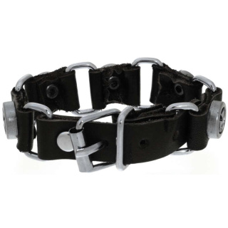 Lederarmband Schwarz aus Rindsleder mit Metallverzierung Kreuz