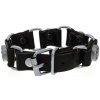Lederarmband Schwarz aus Rindsleder mit Metallverzierung...