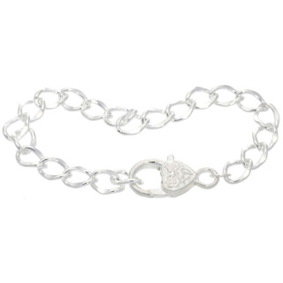 Armband Gliederkette mit Karabinerverschluss Herz Silber