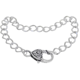 Armband Gliederkette mit Karabinerverschluss Herz Antiksilber