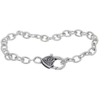 Armband Gliederkette mit Karabinerverschluss Herz Antiksilber