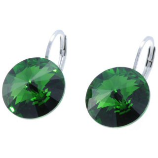 Ohrhänger Hook Silber plated . Crystal Moos Green . 14mm