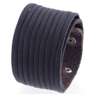 Lederarmband aus Büffelleder mit Metallverzierung Dunkelbraun