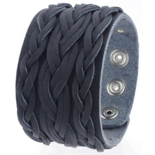 Lederarmband aus Büffelleder mit Metallverzierung Schwarz