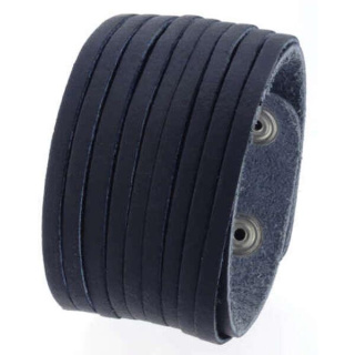 Lederarmband aus Büffelleder mit Metallverzierung Schwarz